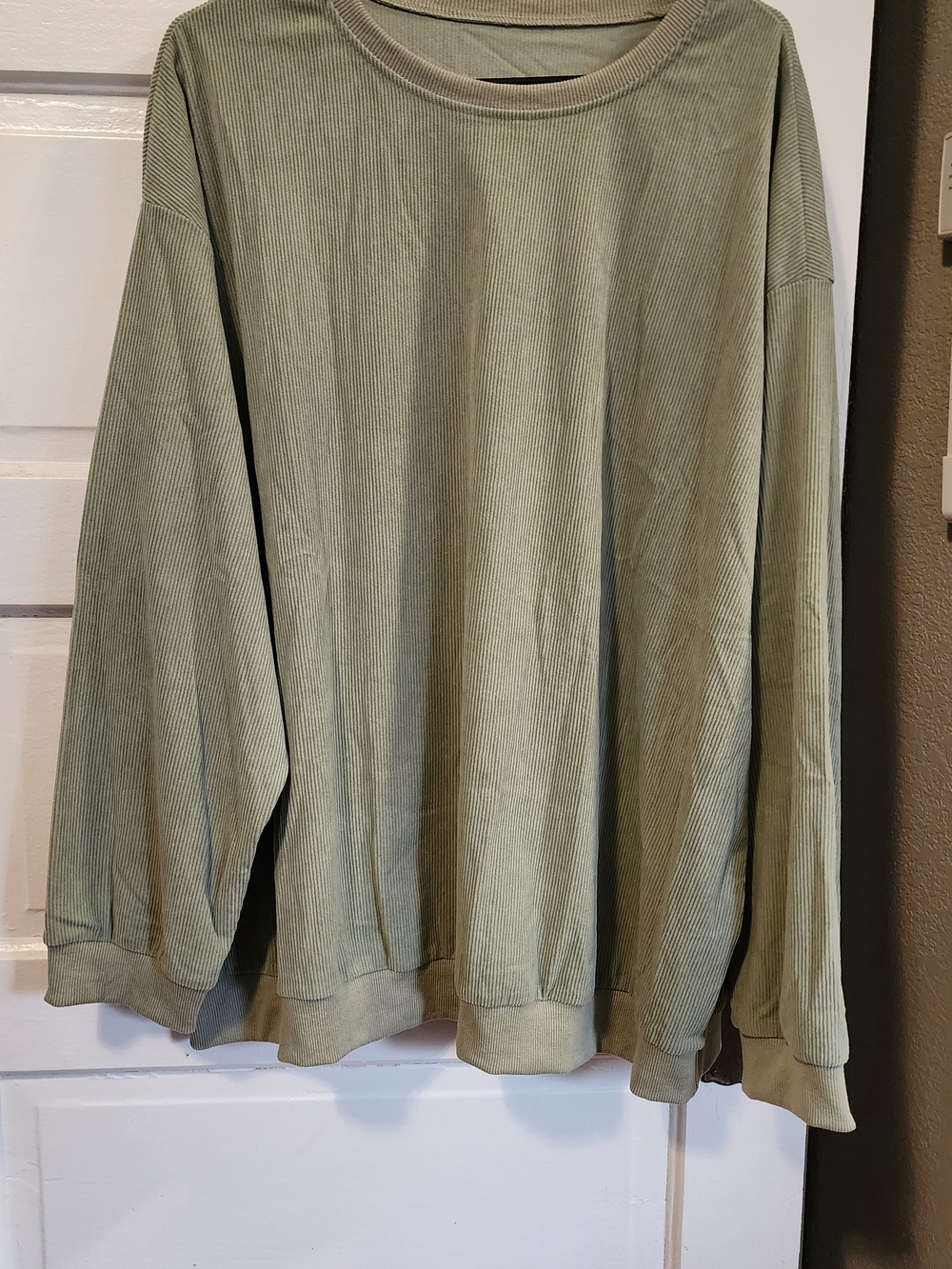 Olive Green Ribbed Long Sleeve Pullover